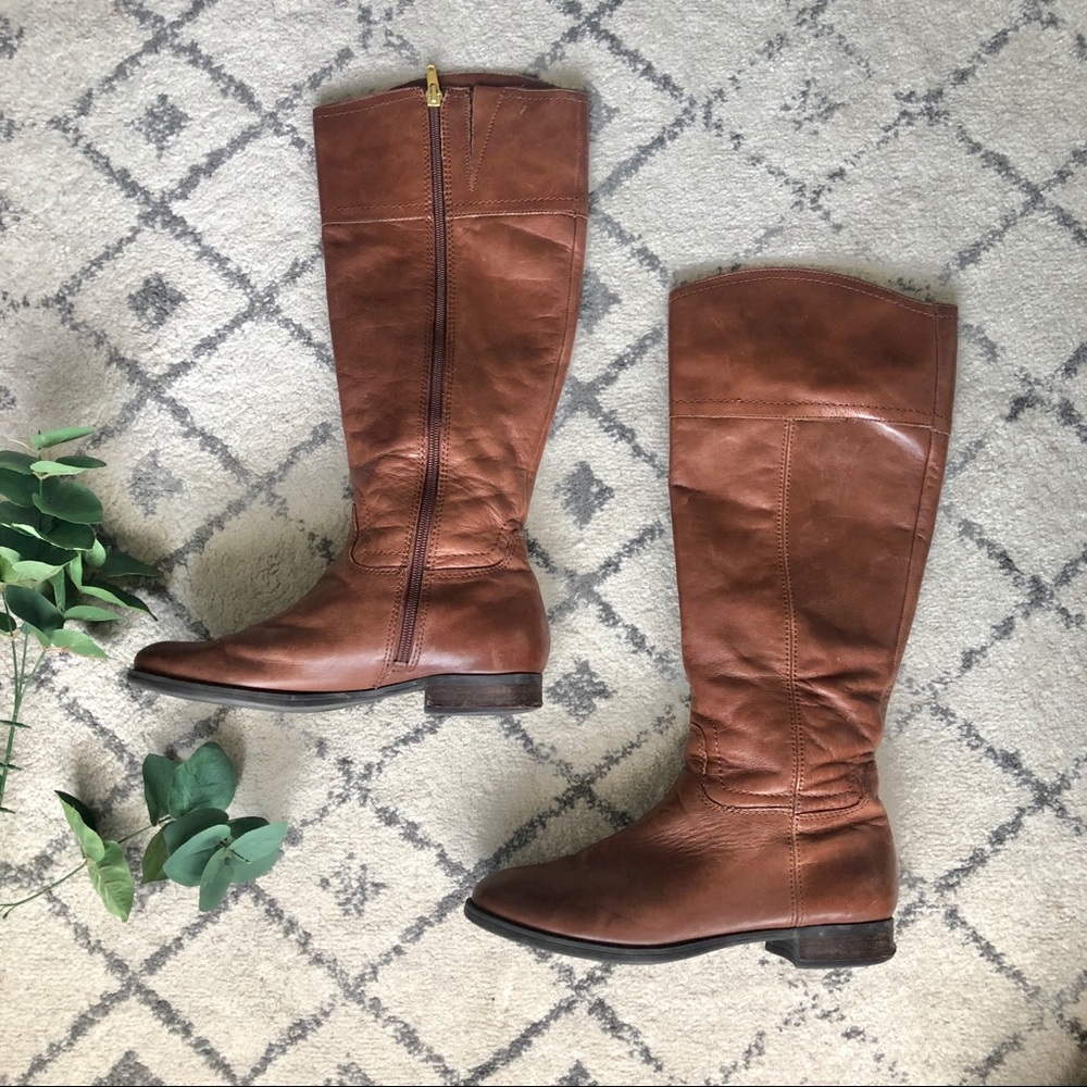 Leather knee high boots